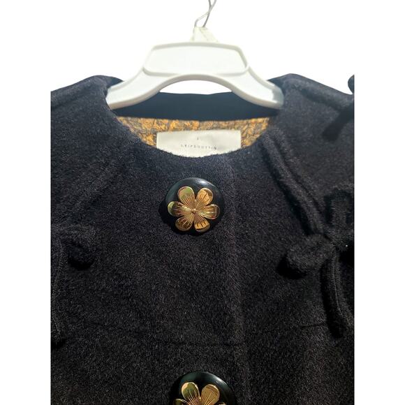 Anthropologie Leifsdottir Wool Peacoat Black Size 4 - Picture 3 of 6
